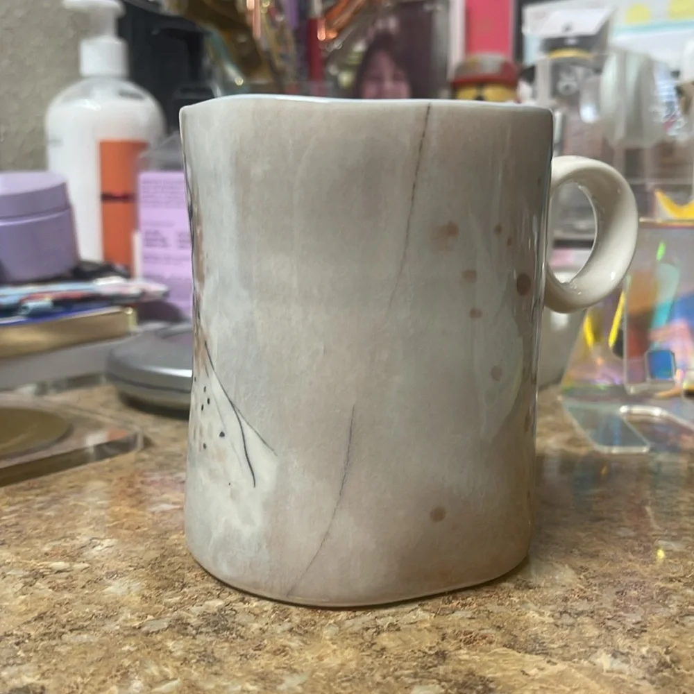 Anthropologie Northwood Snow Leopard Sketch Ring Mug